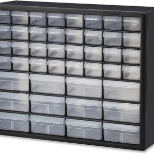 Akro-Mils 10144, 44 Drawer Plastic Parts Storage Hardware and Craft Cabinet, 20-Inch W x 6.37-Inch D x 15.81-Inch H, Black