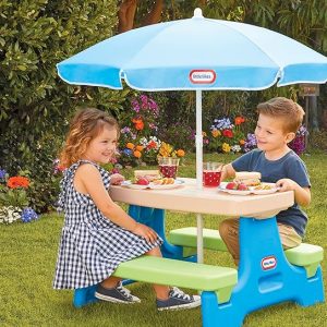 Little Tikes Easy Store Picnic Table with Umbrella, Multi Color