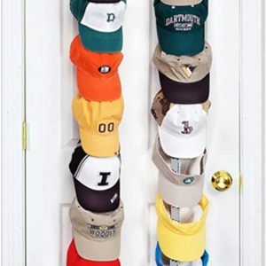 Perfect Curve Over-The-Door Hat Rack and Organizer Holds 18 Caps