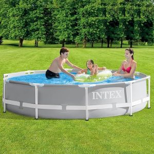 INTEX 26701EH Prism Frame Premium Above Ground Swimming Pool Set: 10ft x 30in – Includes 330 GPH Cartridge Filter Pump – SuperTough Puncture Resistant – Rust Resistant – 1185 Gallon Capacity