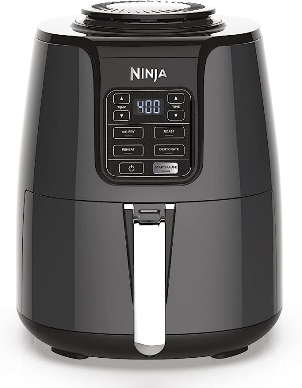 Ninja AF101 Air Fryer that Crisps, Roasts, Reheats, & Dehydrates, for Quick, Easy Meals, 4 Quart Capacity, & High Gloss Finish, Grey