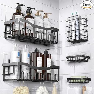 EUDELE Shower Caddy 5 Pack,Adhesive Shower Organizer for Bathroom 13 Colors