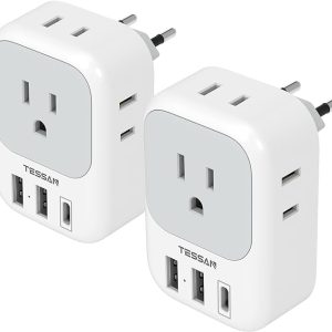 2 Pack European Travel Plug Adapter