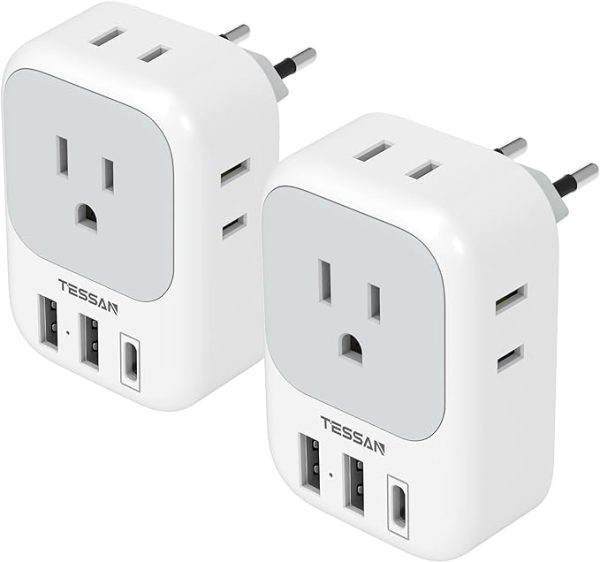 2 Pack European Travel Plug Adapter