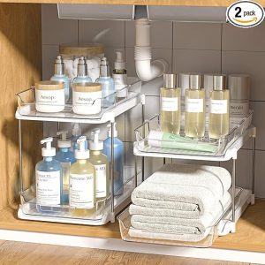 Delamu 2 Sets of 2-Tier Multi-Purpose Bathroom Organizers