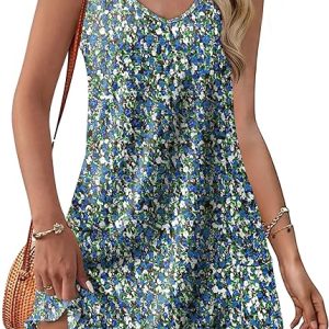 Women's Summer Loose V Neck Sleeveless Sundresses 24 Patterns